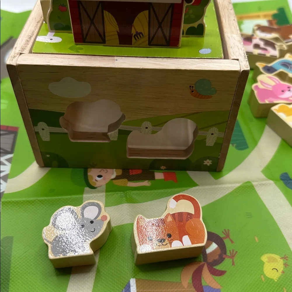 Montessori farm animal shape sorter toy.